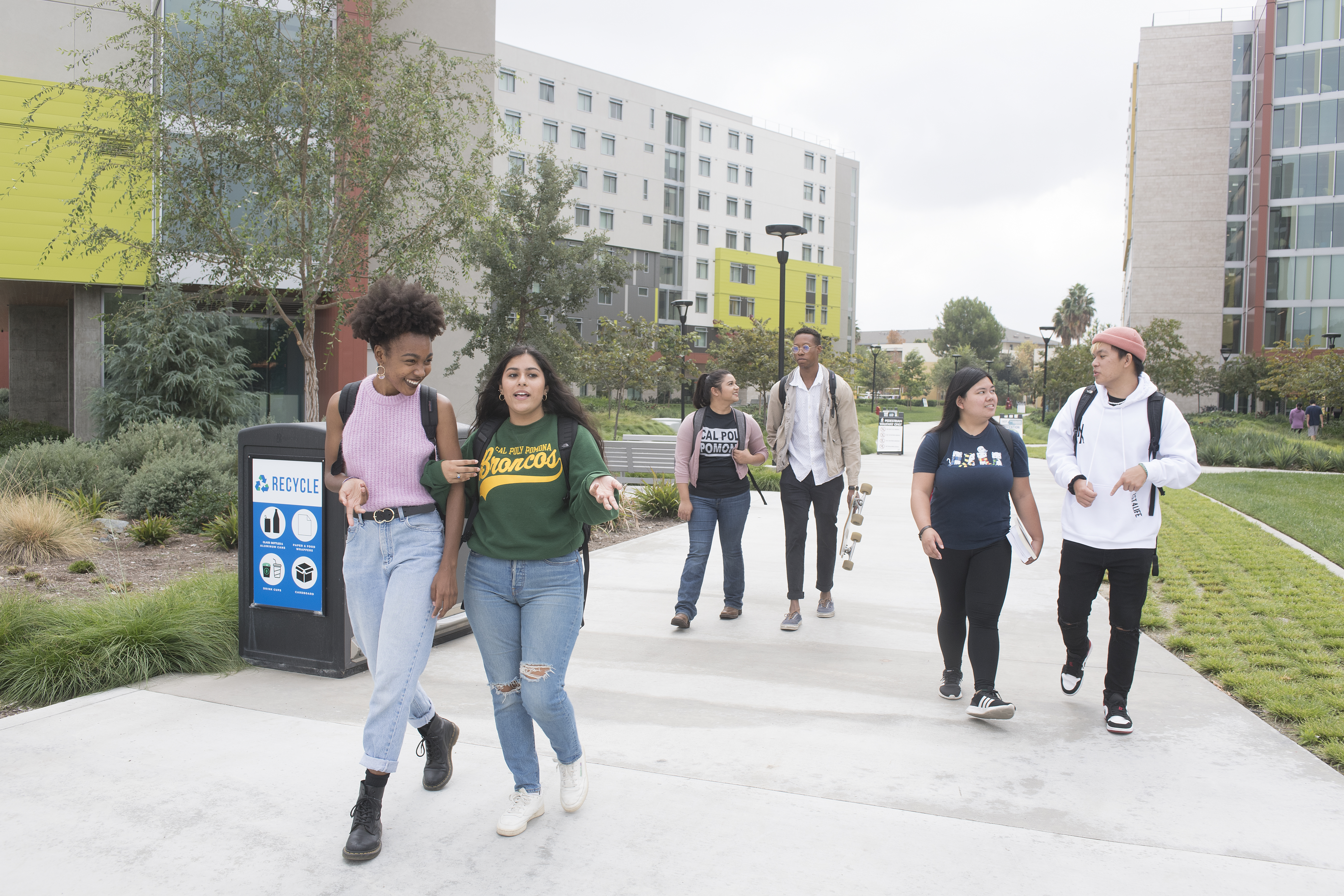 Students inside of their residence hall