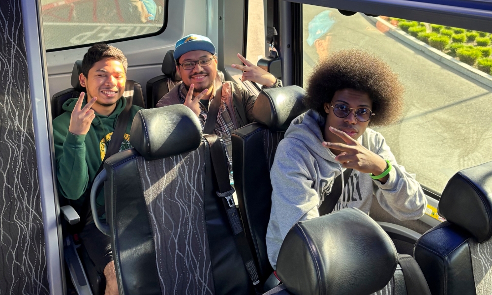 Students on the way to an event