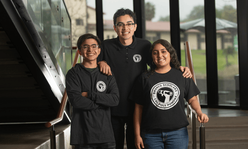 Erik Ruiz, Josh Guzman and Aimee Carrillo are part of Bronco Scholars at Cal Poly Pomona 